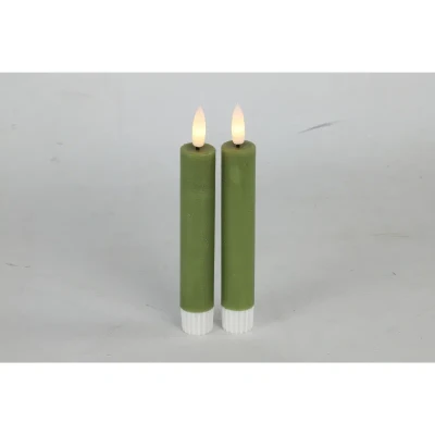 Afbeelding van Countryfield Led dinerkaarsen 2x st groen H15cm afstandsbediening