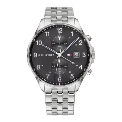 Afbeelding van Tommy Hilfiger Multifunctioneel analoog kwartshorloge voor heren met zilverkleurige roestvrijstalen armband 1791707, zilver.,