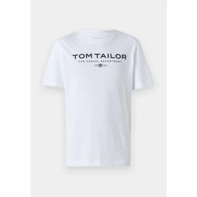 Afbeelding van TOM Tailor TEE Print Tshirt print, Heren, Maat: Small, White