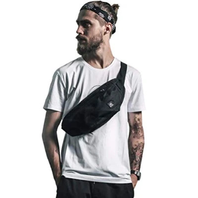 Afbeelding van SZSYCN Grote modieuze heuptas voor vrouwen en mannen, sportief, zwart, waterdicht, reizen, iPhone, werknemer, camping, wandelen, fitness, fietsen, jacht