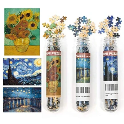 Afbeelding van 3 pack mini legpuzzels 150 stuks voor volwassenen, kleine legpuzzel 6 x 4 inch, entertainmentspeelgoed huisdecoratie (sterrennacht, Rhône rivier, zonnebloem)