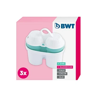 Afbeelding van BWT 3 stuks zink + magnesium gemineraliseerd water filterpatronen bescherming van het immuunsysteem met Wees slim en bespaar plastic flessen Conser Pack