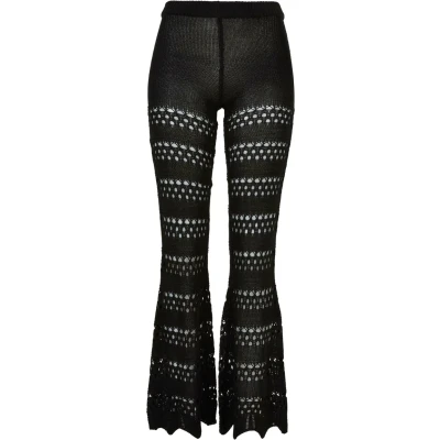 Afbeelding van Urban Classics Flared Crochet Broek, Dames, Maat: Medium, Black