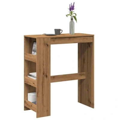 Image de vidaXL Table de bar avec étagères chêne artisanal bois d&#039;ingénierie854381