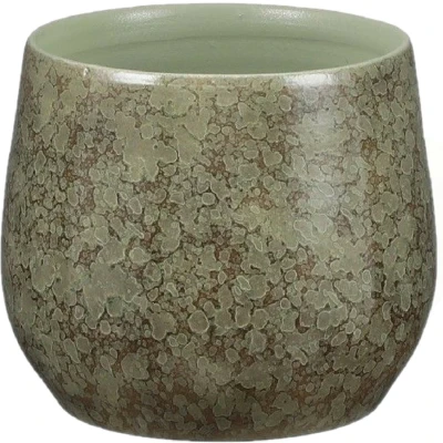 Afbeelding van Mica Decorations oliver ronde bloempot groen maat in cm: 17 x 19