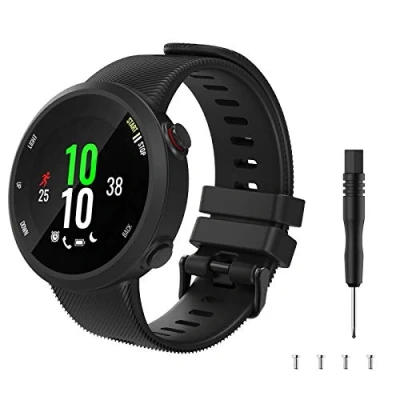 Afbeelding van TiMOVO Reservearmband compatibel met Garmin Forerunner 45, horlogeband van zachte siliconen, flexibel, metalen gesp voor horloge, zwart