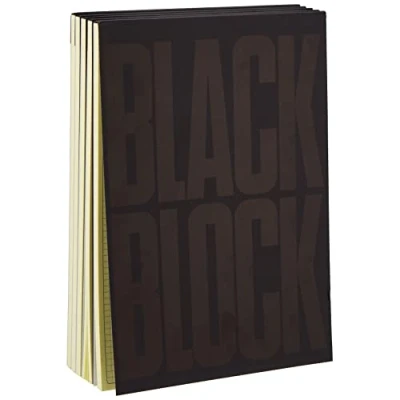 Afbeelding van Notitieboek, zwart, block, 29,7 x 21 cm, geel papier, vierkant, 5 70 vellen