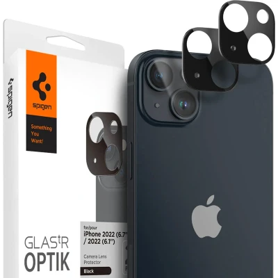 Afbeelding van Spigen Apple iPhone 14 / Plus camera lens screenprotector Zwart 2 pack