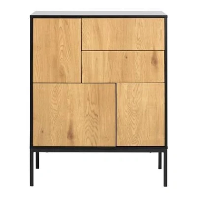 Afbeelding van Dressoir Avola zwart/eikenkleur 103x80x40 cm Zwart MDF
