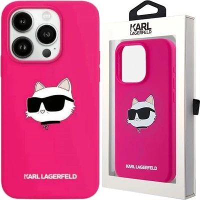 Afbeelding van Karl Lagerfeld Siliconen Choupette Head MagSafe hoesje voor iPhone 15 Pro roze