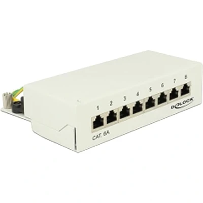 Afbeelding van DeLOCK CAT6a Gigabit Desktop Patch Panel 1U met 8 poorten afgeschermd / grijs