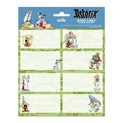 Afbeelding van Grupo Erik Verpakking met 16 zelfklevende etiketten van 8 x 4 cm, asterix en obelix schooletiketten, kerstetiketten, voor notitieboeken hoezen
