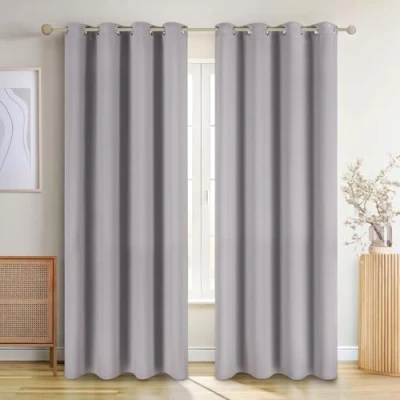 Afbeelding van Blumtal Gordijnen Verduisterend Gordijn Kant en Klaar Blackout 140 x 265 cm Grijs Set van 2