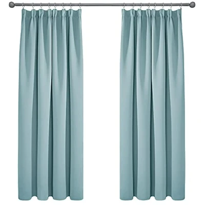 Afbeelding van Deconovo Set van 2 Gordijnen 50% Verduisteringsgordijnen Thermisch Geïsoleerd Keukengordijnen Hemelblauw 132 x 183 cm