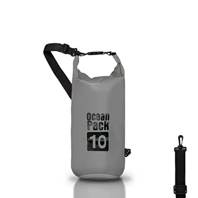 Afbeelding van Waterdichte rugzak, 5/10/20 l, Dry Bag Zee, tas, verstelbare schouderriem, voor boot, vissen, rafting, strand, watersport, beschermt telefoon/zilver/kaart/sleutel, grijs., tas