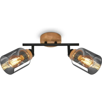 Afbeelding van BRILONER HEMA Spot, met hout, rookglas, 2x E27 max. 10W