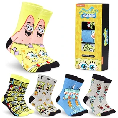 Afbeelding van Spongebob herensokken, fantasie, set van 5 paar cadeau idee voor volwassenen, jongeren, 39 44, 40 45, Meerkleurig