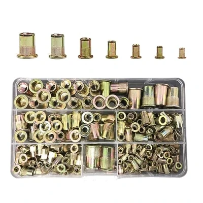 Afbeelding van Klinknagelmoeren, 192 stuks klinknagelset van koolstofstaal verzinkt met schroefdraad, assortiment blindklinkmoeren voor metaal, hout, aluminium (M3/M4/M5/M6/M8/M10/M12)