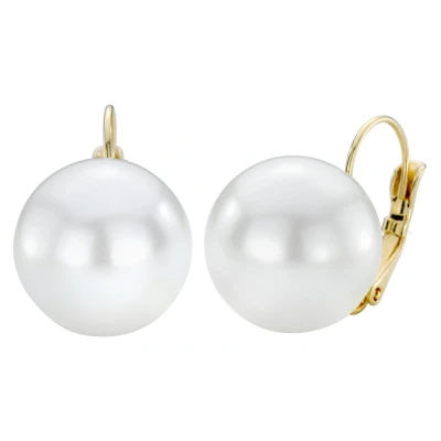 Afbeelding van Traveller Oorbellen Oorstekers Dames Brisures Parel 16 mm Wit Hangers 22kt verguld 901616