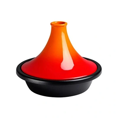 Afbeelding van LE CREUSET Tajine met gietijzeren bodem en trechterdeksel van aardewerk, kan in de vaatwasser oven, voor alle soorten kookplaten, basis 27 cm, 2,3 liter, vulkanisch, 251382709