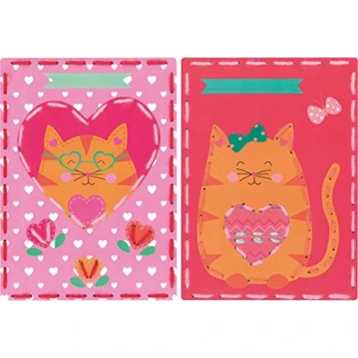 Afbeelding van Borduurkaart kit Poezen met hartje set van 2 Vervaco PN 0157039