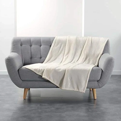 Afbeelding van plaid, 125 x 150 cm, flanel, effen, natuurlijke kleuren