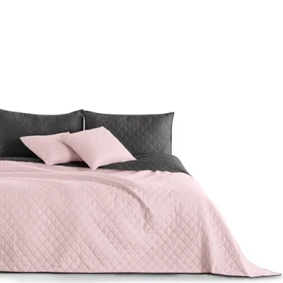 Afbeelding van DecoKing dubbelzijdig dekbed 240 x 260 cm, met wafel en ruitpatroon, lila/antraciet
