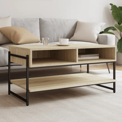 Afbeelding van Salontafel 90x50x45 cm bewerkt hout sonoma eikenkleurig