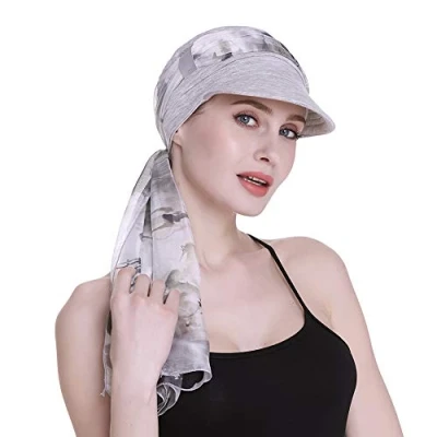 Afbeelding van FocusCare Newsboy pet voor dames, chemo, met sjaals, geschenken, haaruitval, het hele jaar door verkrijgbaar, Donkergrijs gemêleerd