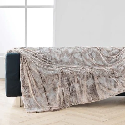 Afbeelding van Plaid Dekens Grand Foulard Bank Afmeting 180x220cm Choco Fleece deken Hoog polig Plaidfleece