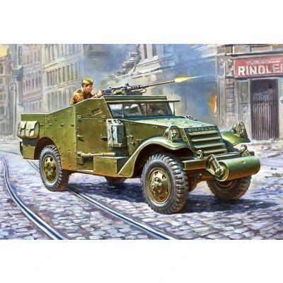 Afbeelding van 1:100 Zvezda 6273 Soviet M 3 Scout Car with Machine Gun Plastic Modelbouwpakket