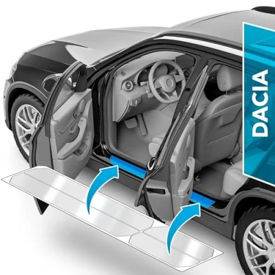 Afbeelding van uProtect Deurdrempelbescherming voor Dacia Spring BBG I 2021 2025 lakbeschermingsfolie autodorpelplaten transparant