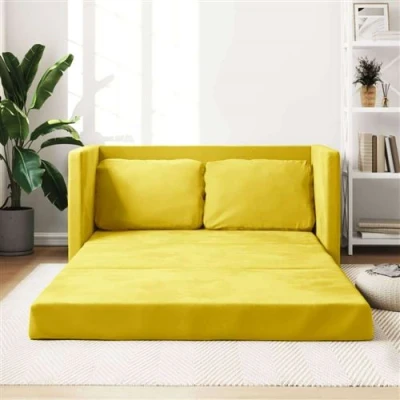 Afbeelding van vidaXL Slaapbank vloermodel 2 in 1 122x204x55 cm fluweel donkergeel