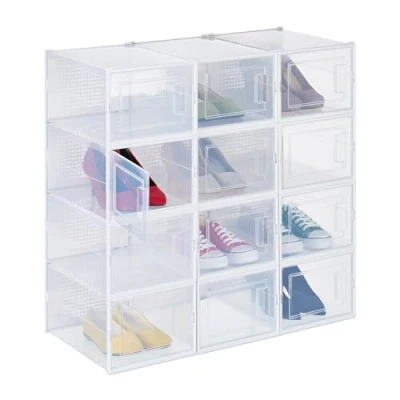 Afbeelding van Relaxdays schoenen opbergsysteem set van 12 stapelbaar tot maat 47 opbergbox