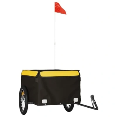 Image de vidaXL Remorque de vélo noir et jaune 45 kg fer94085