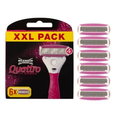 Image de Wilkinson Sword Intuition Quattro Smooth Shave Lot de 6 lames rasoir pour femme touche d&#039;aloe vera