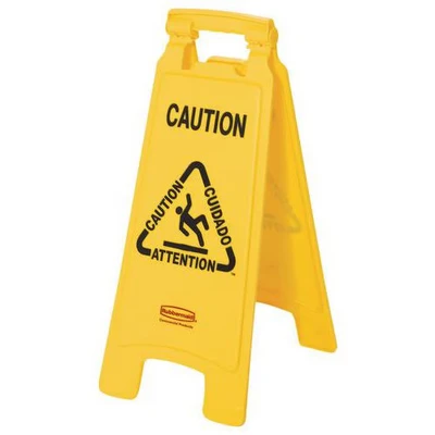 Image de Panneau d&#039;avertissement 2 côtés multilingue Rubbermaid 279x380x673mm