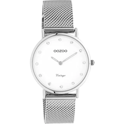 Afbeelding van OOZOO Vintage series zilverkleurige horloge met metalen mesh armband C20235 Ø40