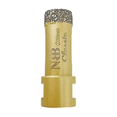 Afbeelding van NBB Diamantboor M14 klassiek goud, diamantkroon voor droog en nat boren van hard porselein, keramiek, tegels, graniet, marmer, tegels haakse slijper (1, 20 mm)