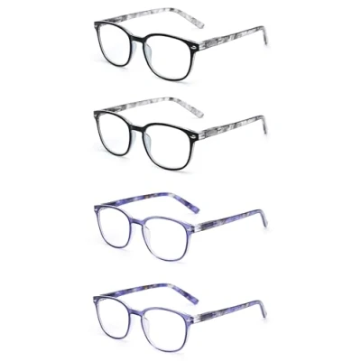 Afbeelding van JM Leesbril Set van 4 Kwaliteit Veerscharnier Lezers Heren Dames Brillen om te Lezen +2.25 2 Stuks Grijs en Blauw