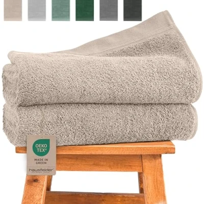 Afbeelding van Hausfelder Premium douchehanddoek, 70 x 140 cm, 100% katoen, 500 g/m², Ökotex gecertificeerd (beige)
