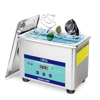 Afbeelding van AIPOI ultrasone reiniger, 0,8 l, professionele reiniger met 30 minuten timer, 40 kHz ultrasoon bad voor sieraden, geld, brillen, horlogeset, kunstgebit, onderdelen, onderdelen