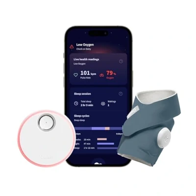 Afbeelding van Owlet Dream Sock Medisch gecertificeerde slimme babyfoon met live hartslag , zuurstof en gezondheidsmeldingen Blauw