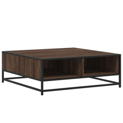 Image de vidaXL Table basse chêne marron 80x80x30 cm bois d&#039;ingénierie et métal848773
