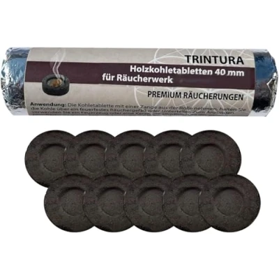 Afbeelding van Wierookkolen om te roken, houtskooltabletten, zelfontbrandend, geschikt voor wierook en wierookbranders (diameter 33 mm)