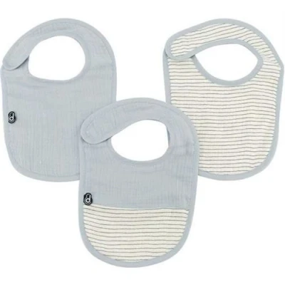 Image de Lot x3 bavoirs 0 6 mois Gaze de coton Bleu vintage