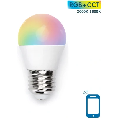 Afbeelding van Kogellamp E27 WiFi RGB+CCT 3000K 6500K RGB warmwit daglichtwit LED 7W=42W gloeilamp