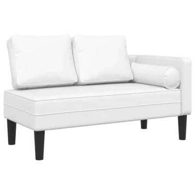 Afbeelding van Chaise longue met kussens kunstleer wit