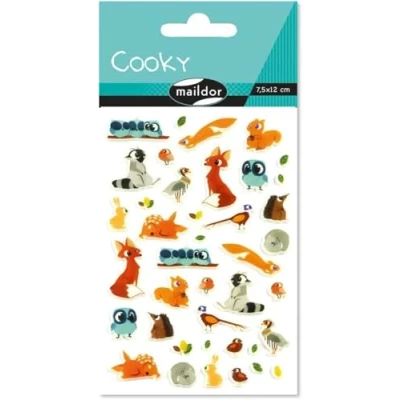 Afbeelding van Maildor COOKY stickers (enkele bord) 7,5 x 12 cm bosdieren ca. 40 3D vanaf 3 jaar ref. CY081C