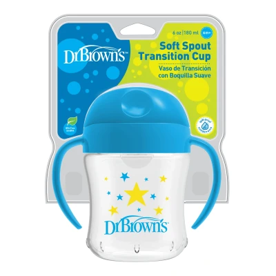Afbeelding van Dr. Brown Brown&#039;s Oefen Drinkbeker Met Zachte Tuit Vanaf 6 maanden 180 ml Blauw